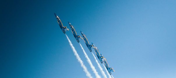 five planes flying in formation